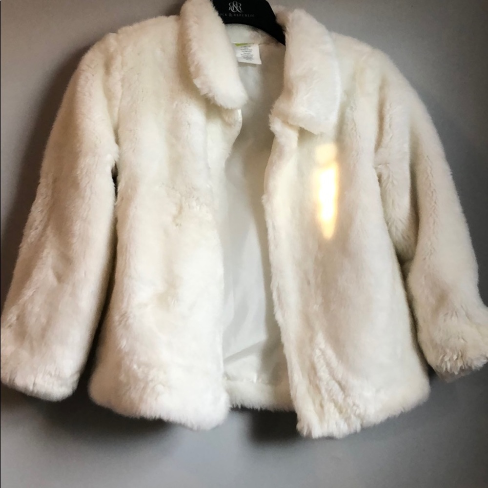 White faux fur jacket